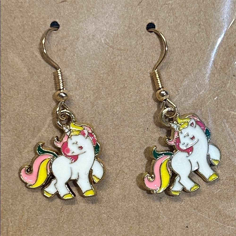 Cute handcrafted Unicorn Charm dangle Earrings